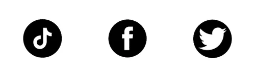 tiktok, facebook en twitter logos met witte achtergrond