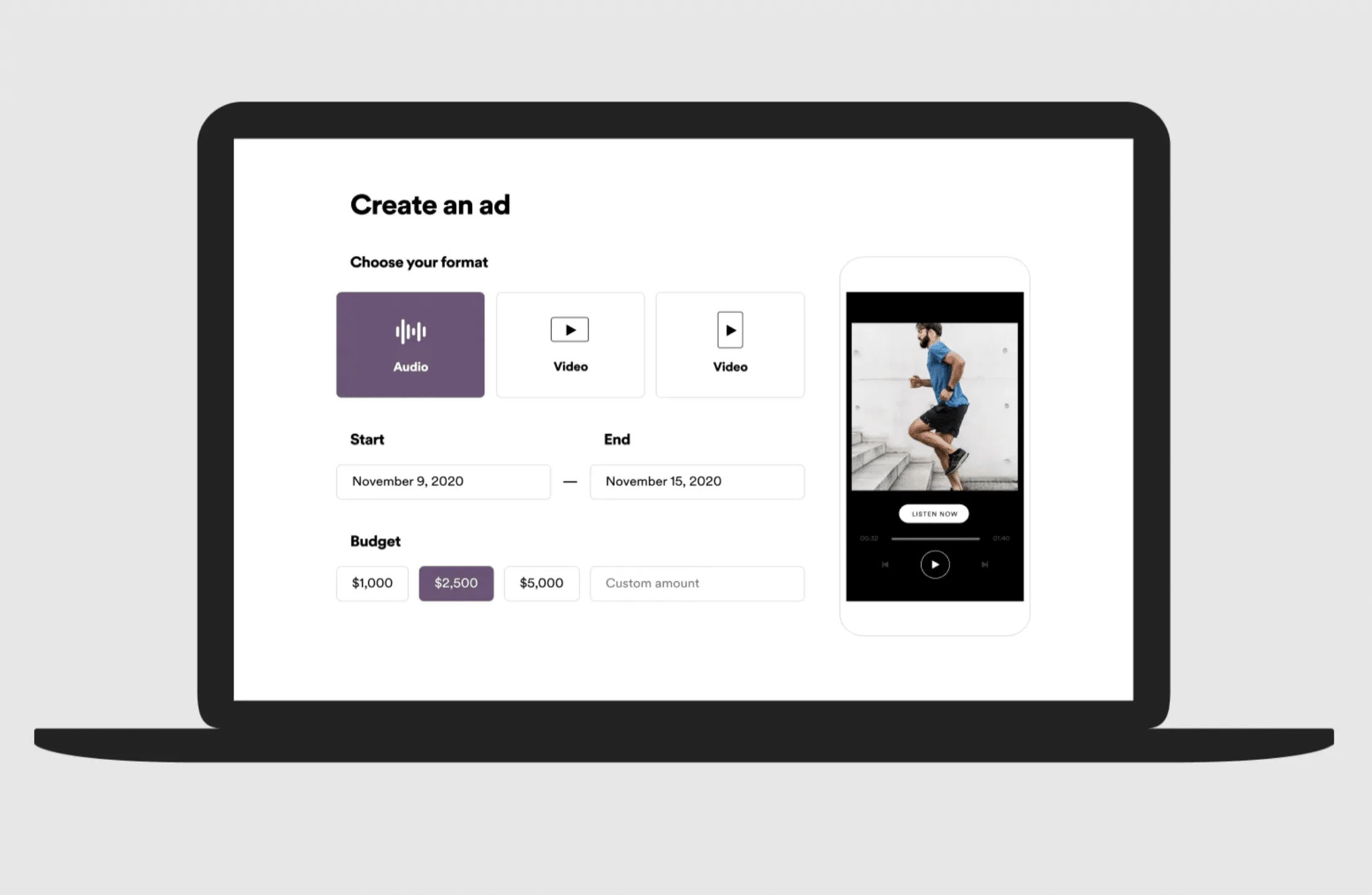 Laptop met create an ad open staan
