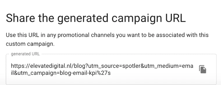 Het delen van een generated campaign url