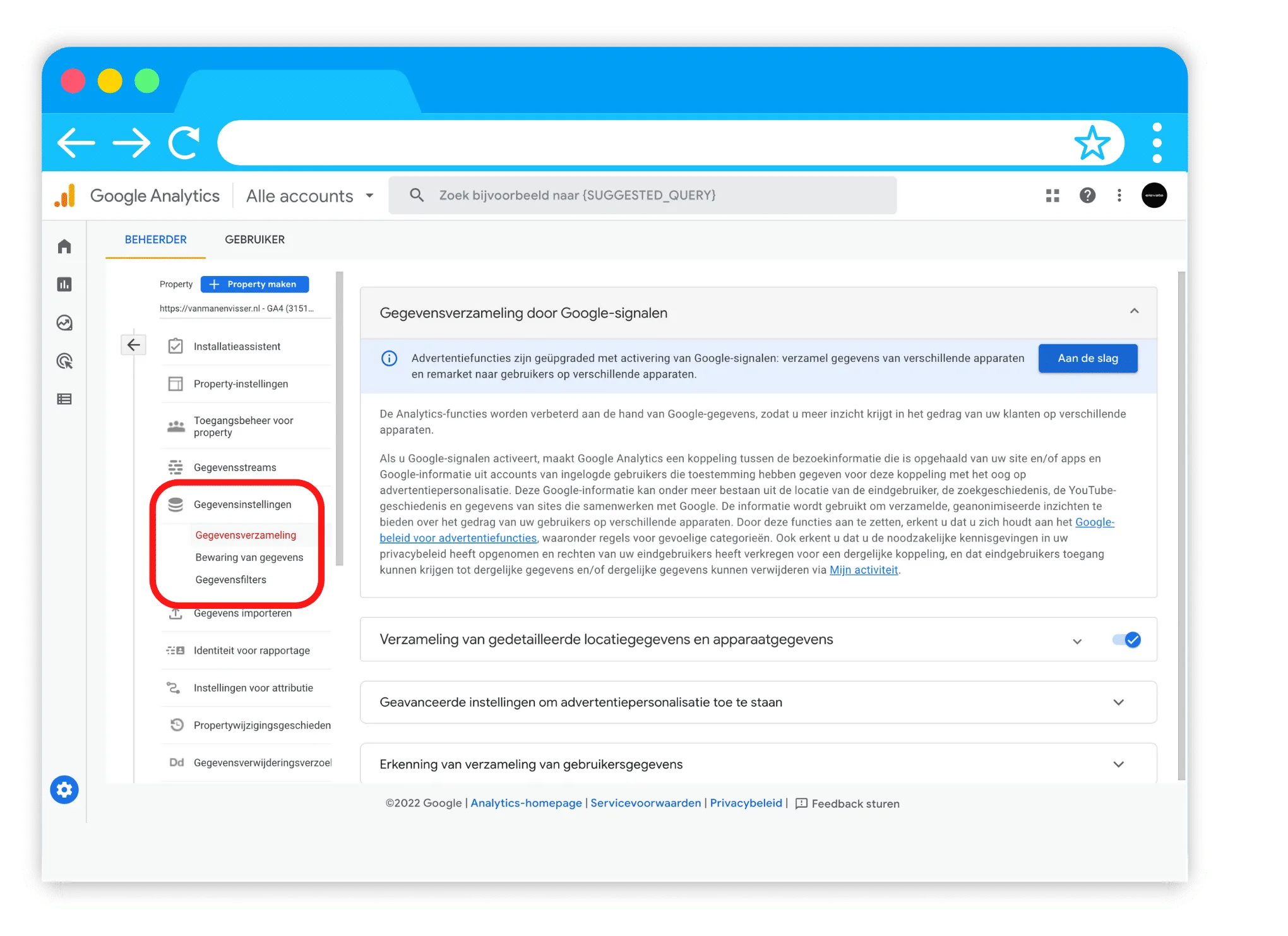 Google Analytics 4 pagina gegevensverzameling