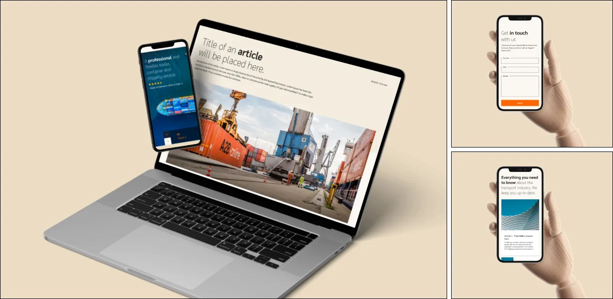 A2B-online heeft een nieuwe website hier zie je de mobiele versie en desktop versie op een mobiel en laptop