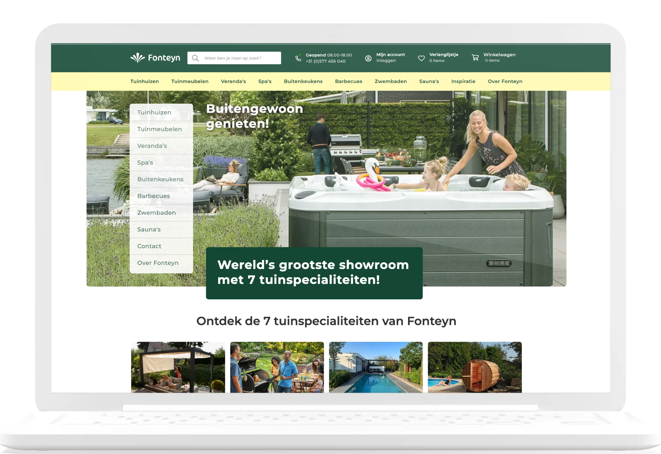 Landingspagina van de Fonteyn website